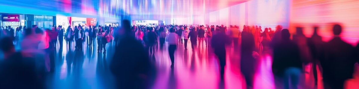 Messe- und Eventhalle mit farbigem Licht